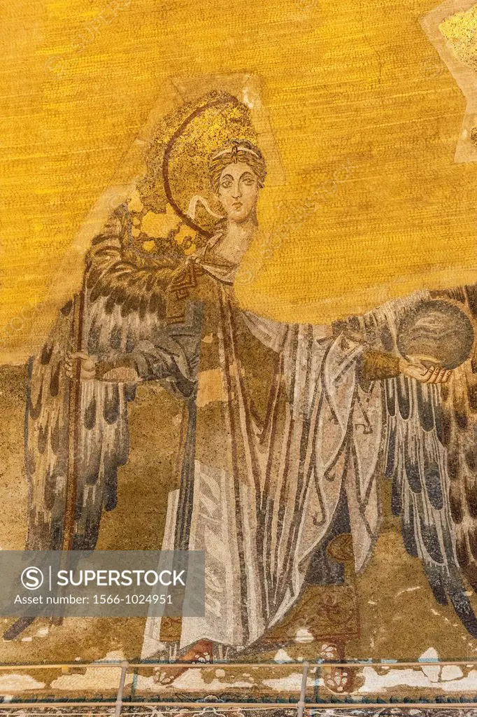Hagia Sophia, Mural mosaic representing Archangel Gabriel, Istanbul, Turkey