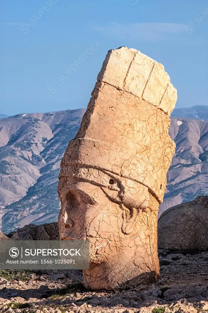 Mount Nemrut sanctuary, Statues on the western terrace, Ruins of the Commagene civilization, 1st century B C , Mount Nemrut, Eastern Turkey