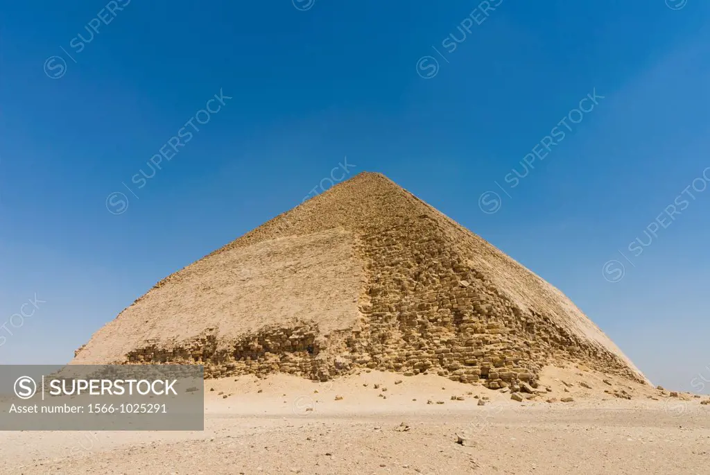 The Bent Pyramid built by Old Kingdom Pharaoh Snefru near Dashur, unesco world heritage site, Egypt, North Africa, Africa