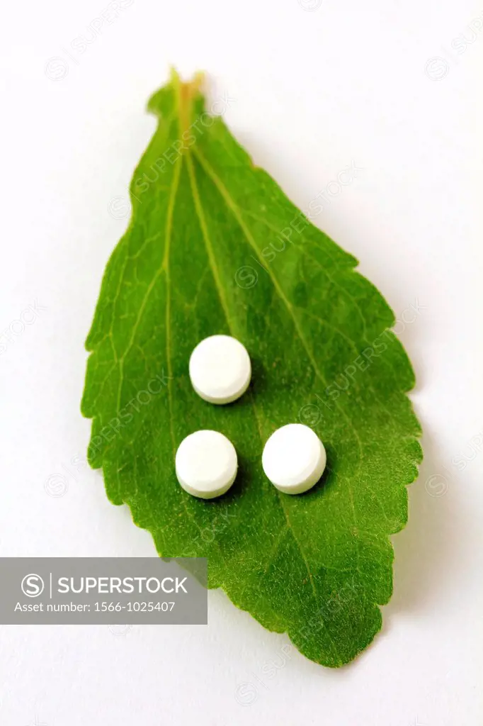 Stevia leaf and pills