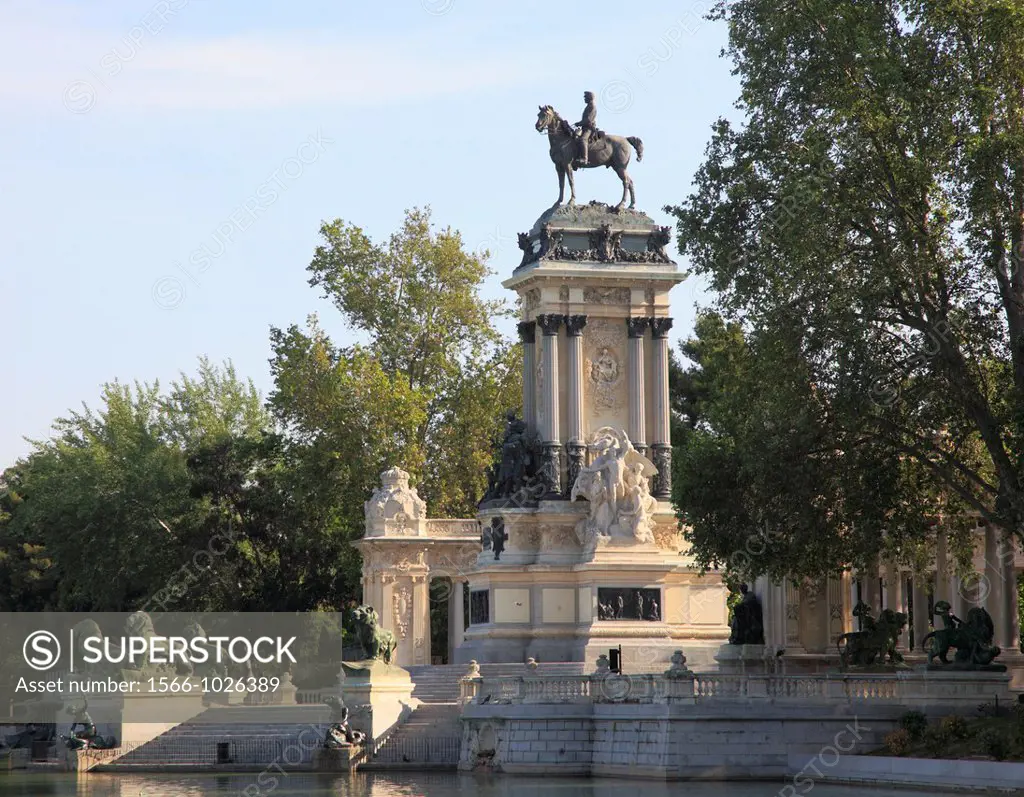 Spain, Madrid, Alfonso XII Monument, Parque del Buen Retiro,