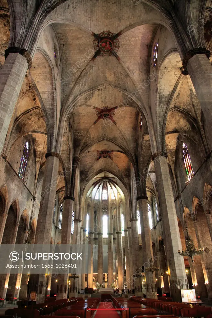 Spain, Catalonia, Barcelona, Santa Maria del Mar, church,