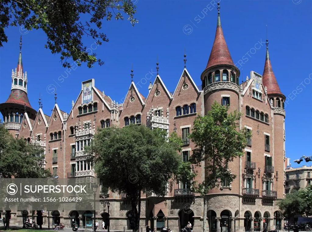 Spain, Catalonia, Barcelona, Casa de les Punxes, Casa Terrades, modernist architecture,