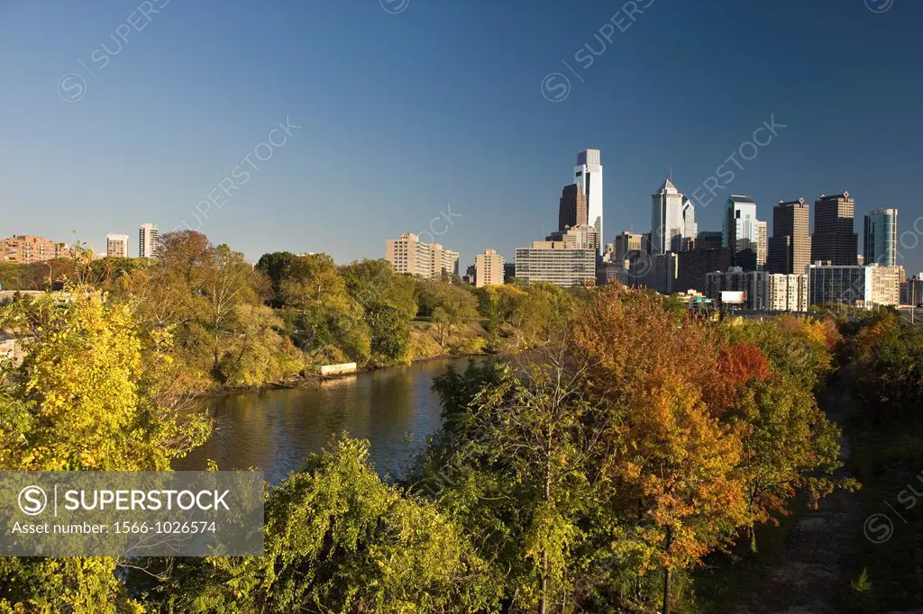 Schuylkill River Downtown Skyline Philadelphia Pennsylvania USA