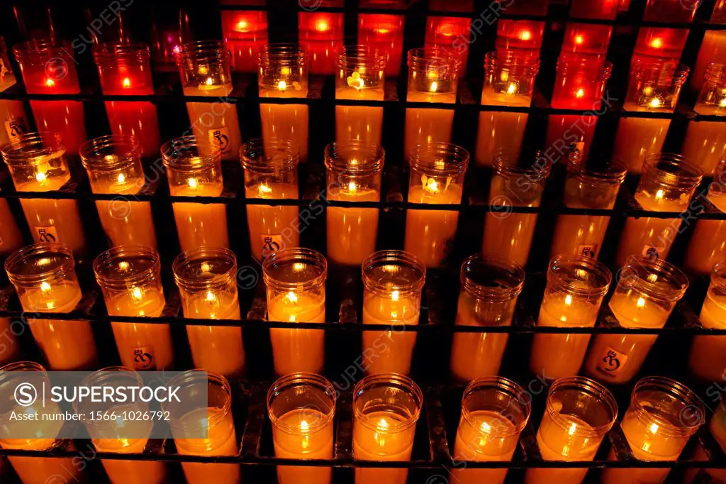 candles, Abbey of the Basilica of the Virgin of Montserrat, Catalonia, Spain