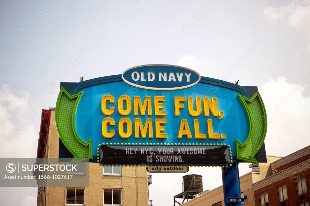 An Old Navy billboard is seen in the Noho neighborhood of New York