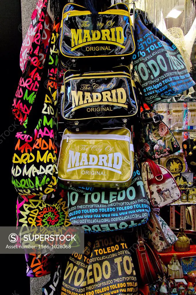 Souvnirs Shop Bags at Toledo, Castille La Mancha, Spain