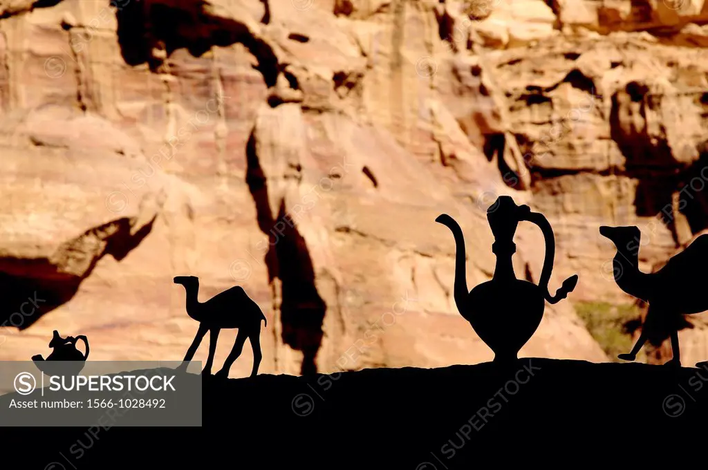 Souvenirs in the ancient city of Petra, Archaeological site, UNESCO World Heritage Site, Petra, Jordan, Middle East.