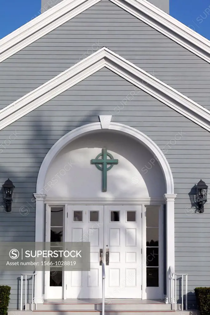 Church in tropical setting. Palm Beach, FL, USA.