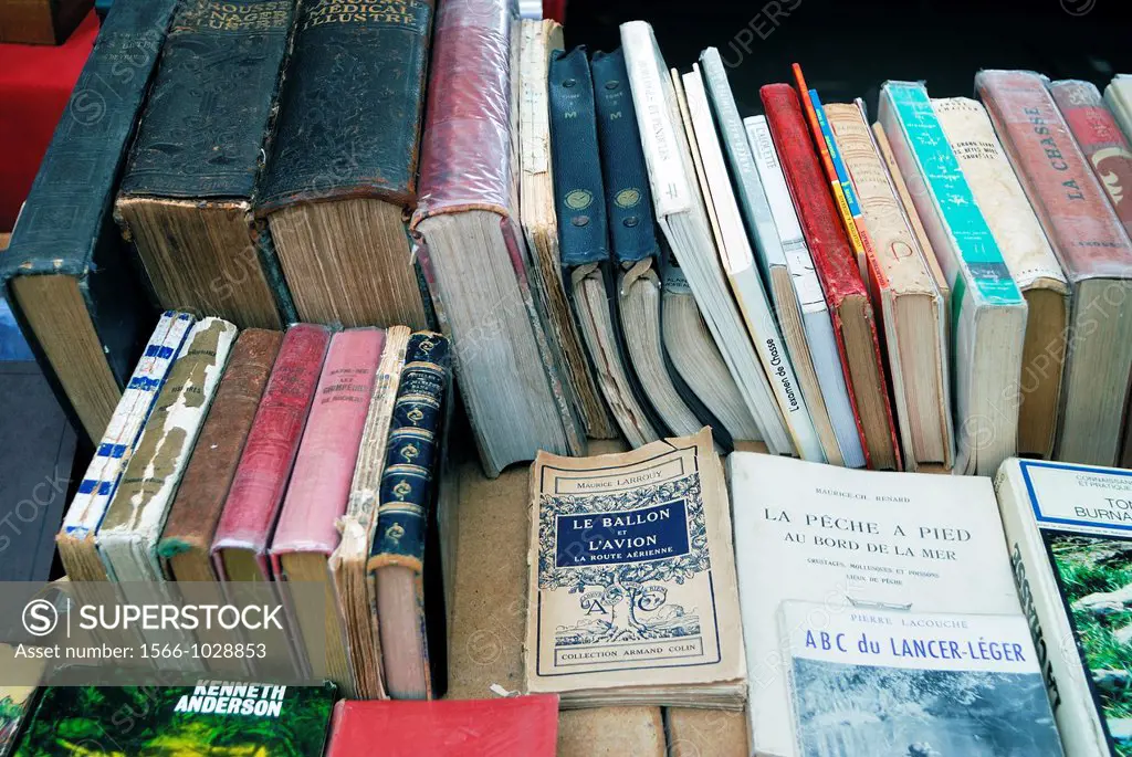 Paris, France, Shopping, Flea Market, Old French Books, Collectible Books in Public Market, Cour de Vincennes