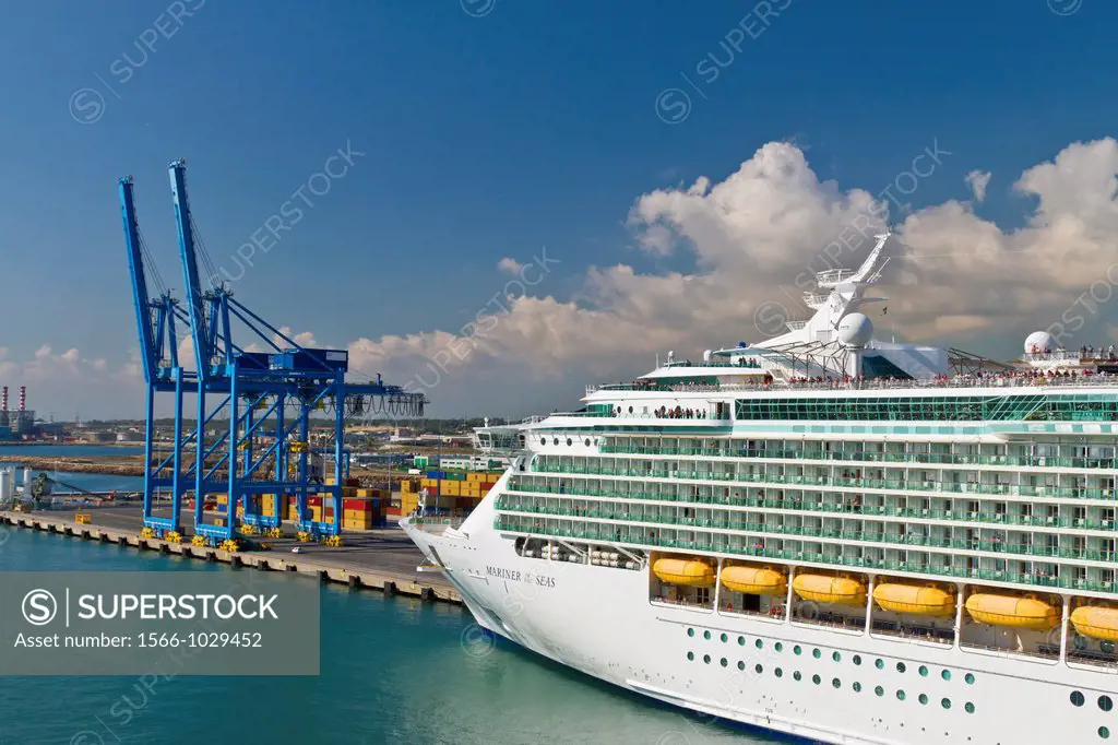 The cruise ship Mariner of the Seas in the port of Civitavecchia near Rome Italy