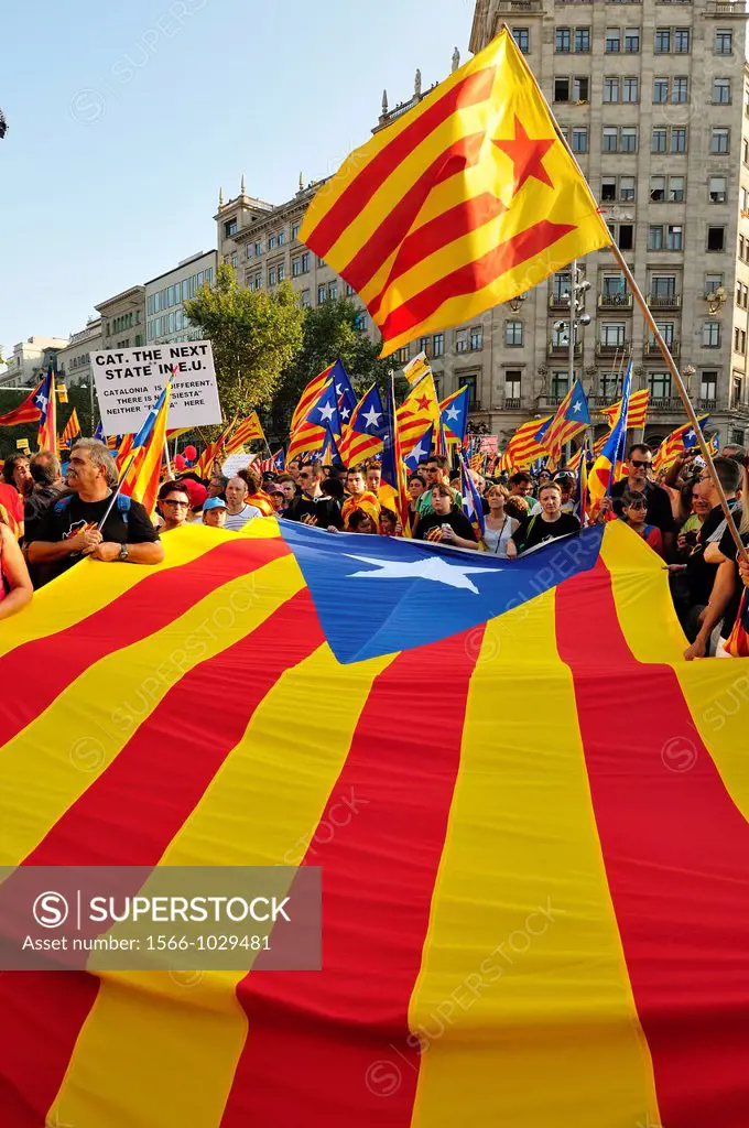 Nationalist demonstration on the National Day of Catalonia September 11th, 2012, Barcelona, Catalonia, Spain