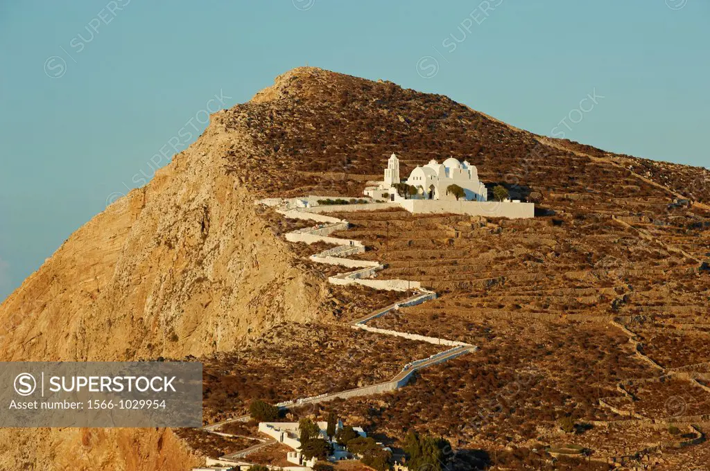 Greece, Cyclades islands, Folegandros, Hora village and Panagia Kimissis church