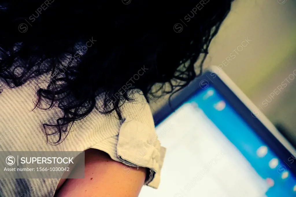 Girl working with computer