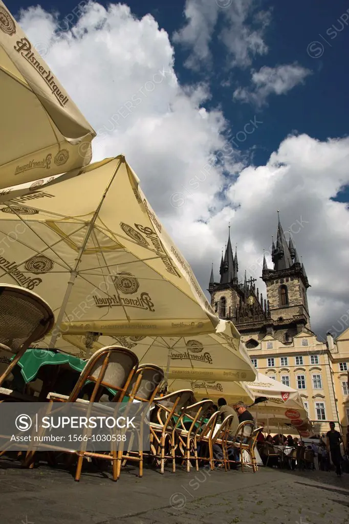 Cafes Old Church Of Our Lady Before Tyn Old Town Square Stare Mesto Prague Czech Republic