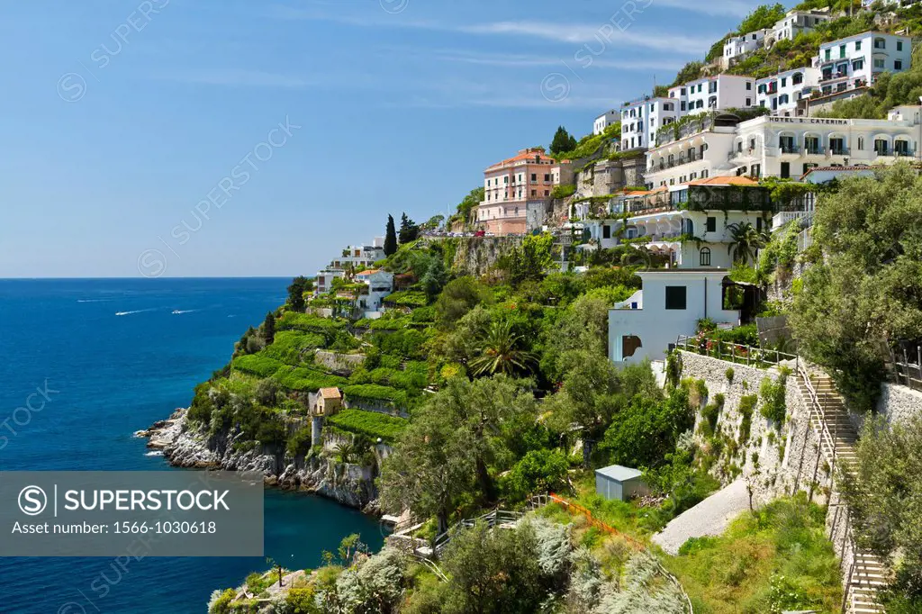 A view of the coastal town of Amalfi on the Gulf of Salerno in southern Italy