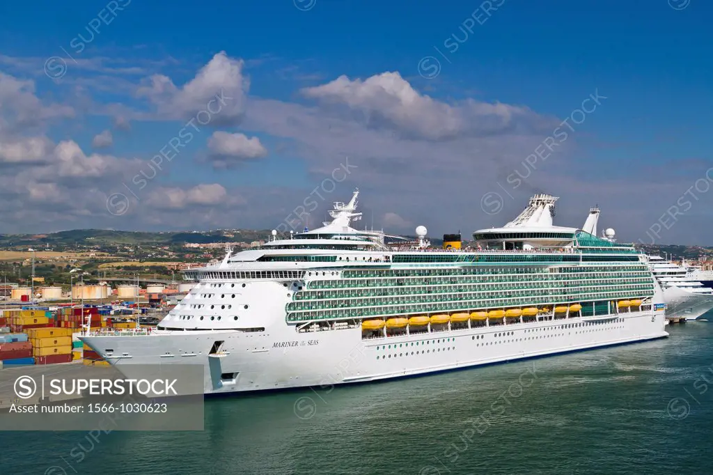 The cruise ship Mariner of the Seas in the port of Civitavecchia near Rome Italy