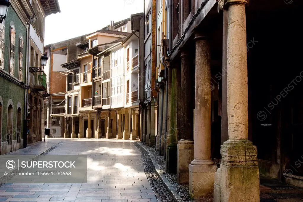 Calle Rivero street in old town, Aviles, Asturias, Spain