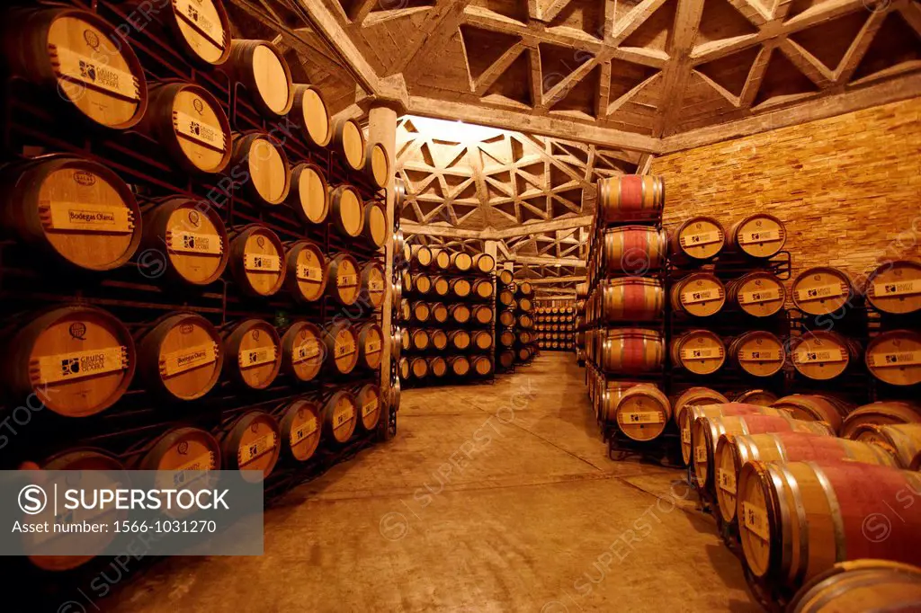 Barrel cellar, Bodegas Olarra, Logroño, La Rioja, Spain