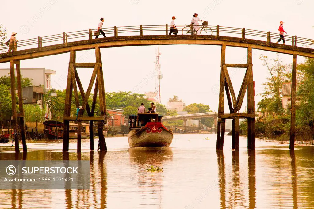 Bridge linking two islands in the Mekong Delta in Vietnam