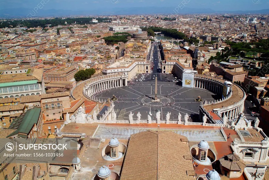 Panoramic Rome with an overhead view of the Piazza San Pietro and Via Della Conciliazione, Rome, Italy, Europe