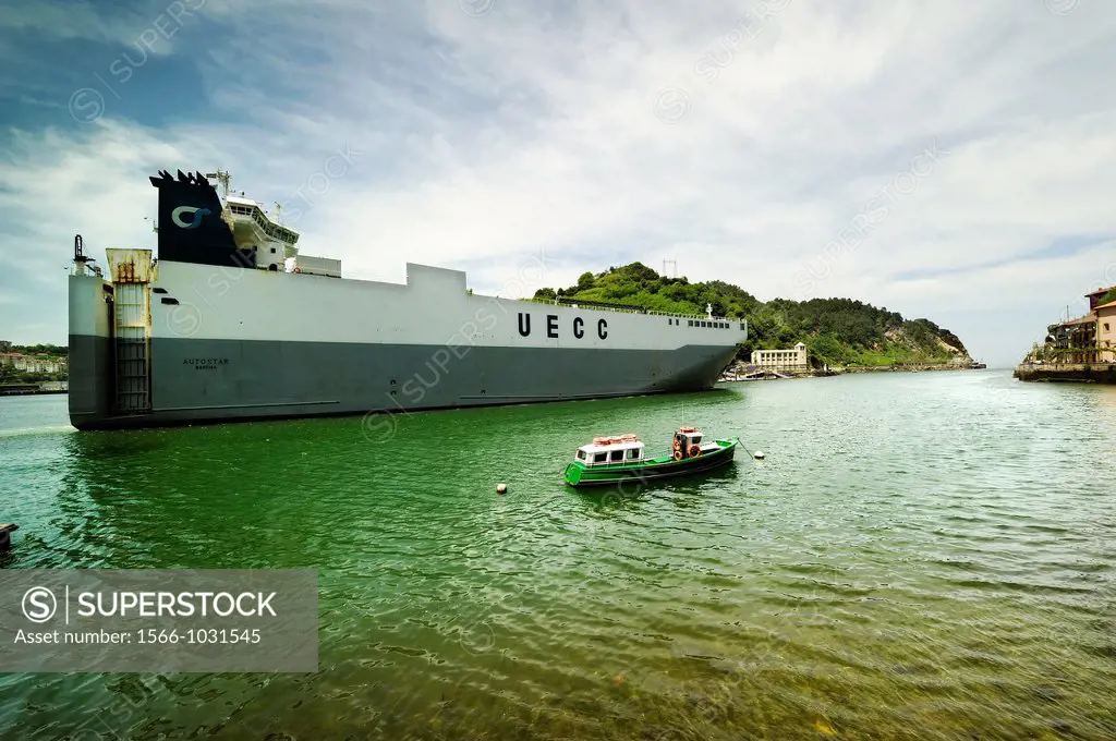 Car carrier ship in the Pasaia Port, Donostia, Basque Country, Spain