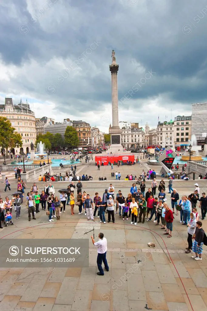 Trafalgar Square with Nelson Column  London  England  United Kingdom, UK, Europe.