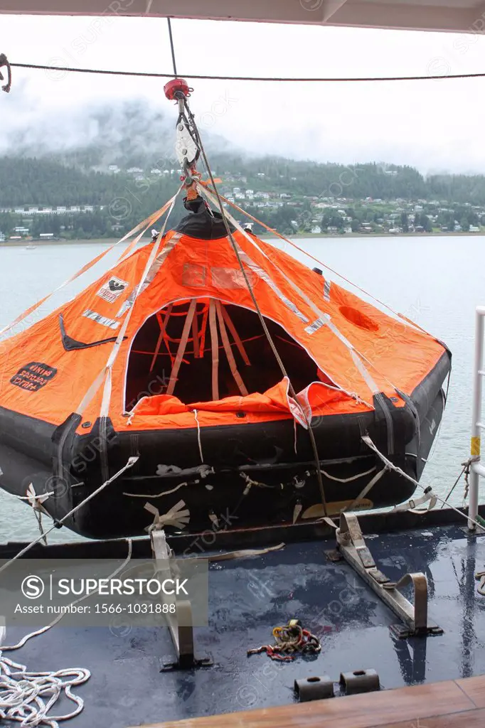 Abandon Ship Drill  lift raft This vessel, for use in an emergency if the crew and passengers have to abandon ship, is lowered to the surface of the s...