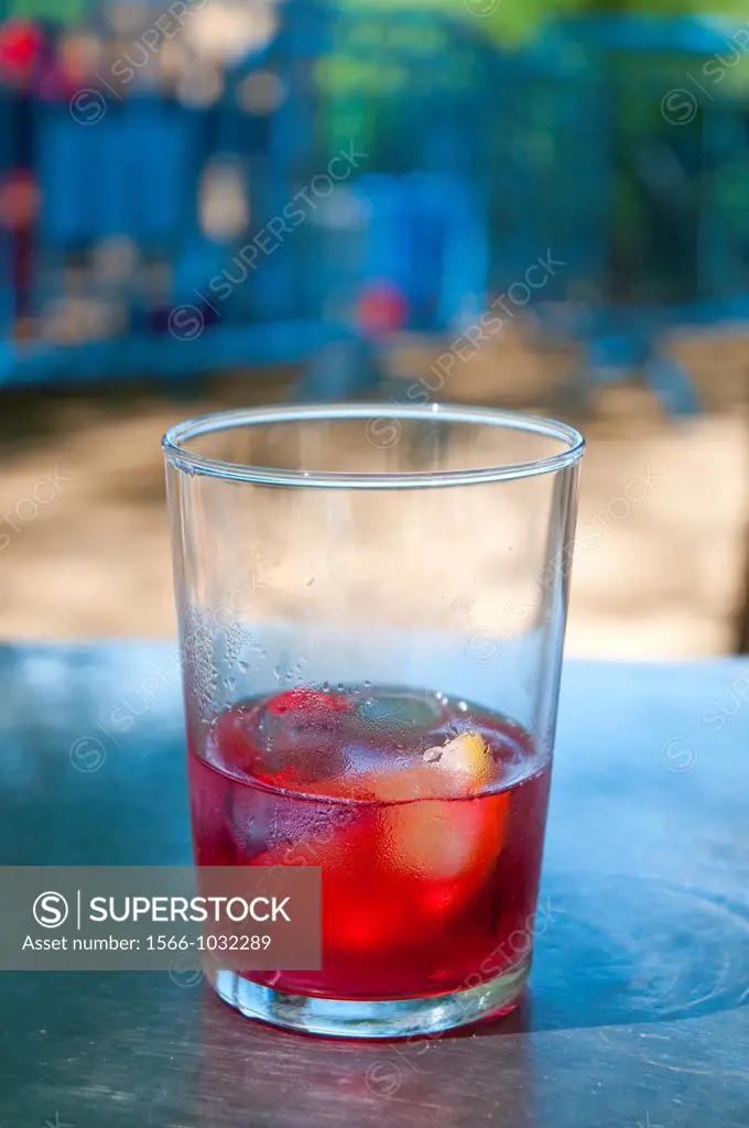 Half empty glass of tinto de verano. Spain.