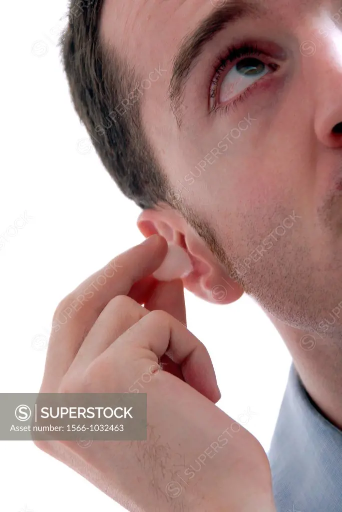 Man with earplug