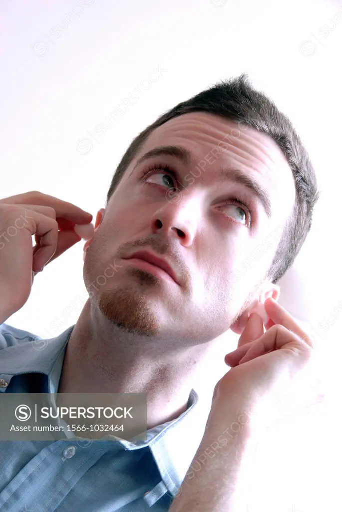 Man with earplug