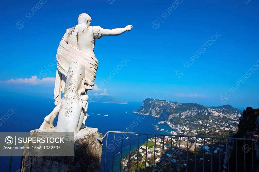 Ceasar Statue, Ceasar Augustus Hotel, Capri, Campania, Italy.