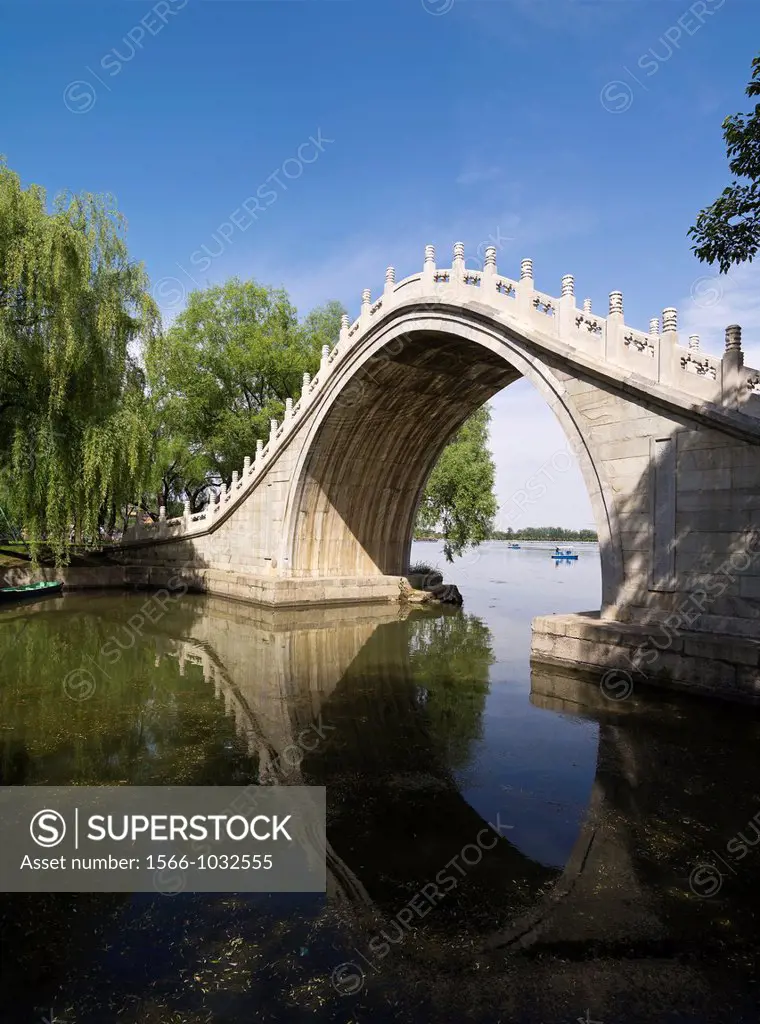 The Jade Belt Bridge also known as the Camel´s Back Bridge, is an 18th century pedestrian Moon bridge located on the grounds of the Summer Palace in B...