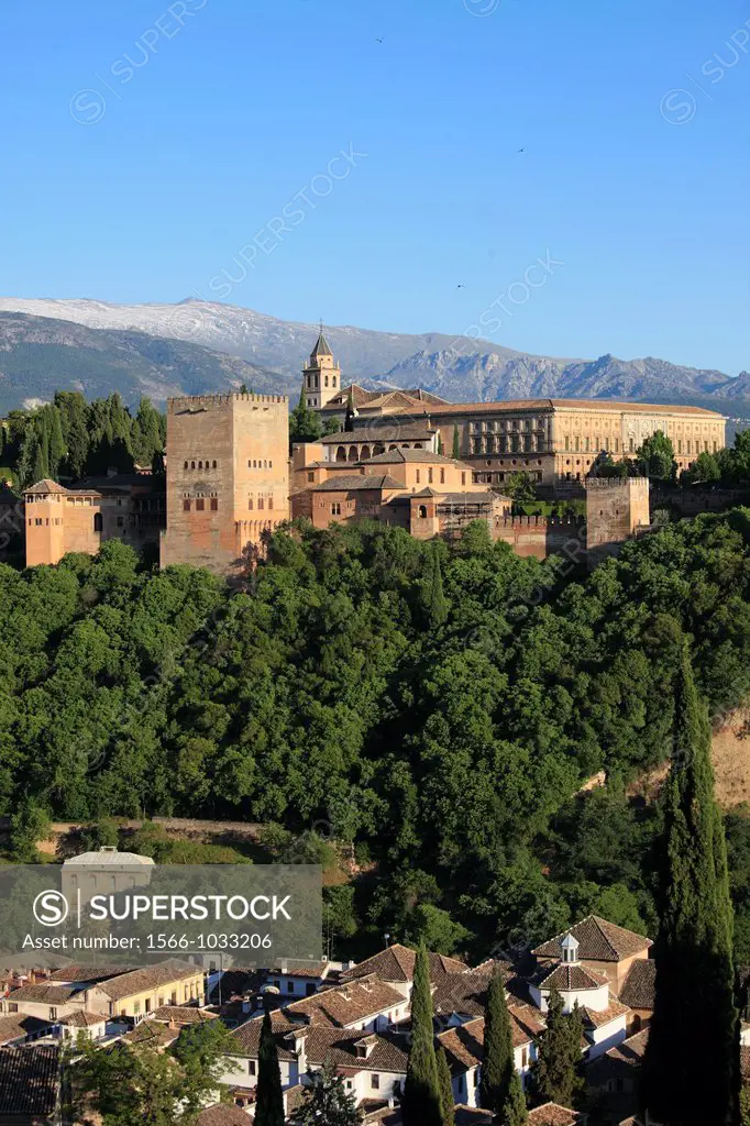 Spain, Andalusia, Granada, Alhambra,, Albayzin, Sierra Nevada,