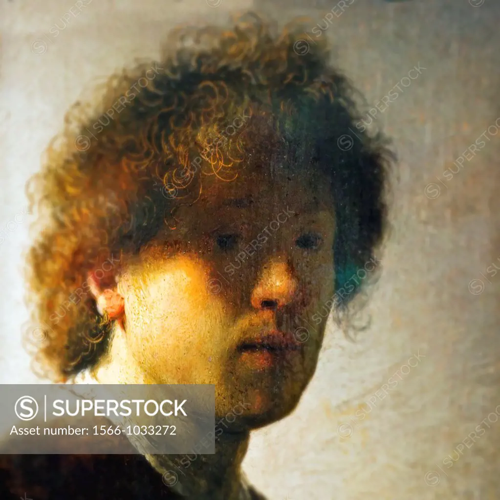 Self portrait at an early age 1667, Rembrandt Harmensz van Rijn 1606-1669 Dutch  Oil on canvas, Rijksmuseum, Rijks museum, Amsterdam, Netherlands.