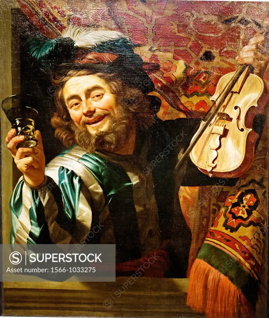 The Merry Fiddler 1623, Gerard van Honthorst, Oil on Canvas, Rijksmuseum, Rijks museum, Amsterdam, Netherlands.