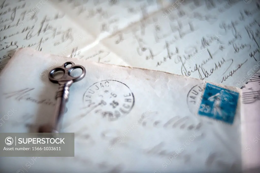 Old key and letters