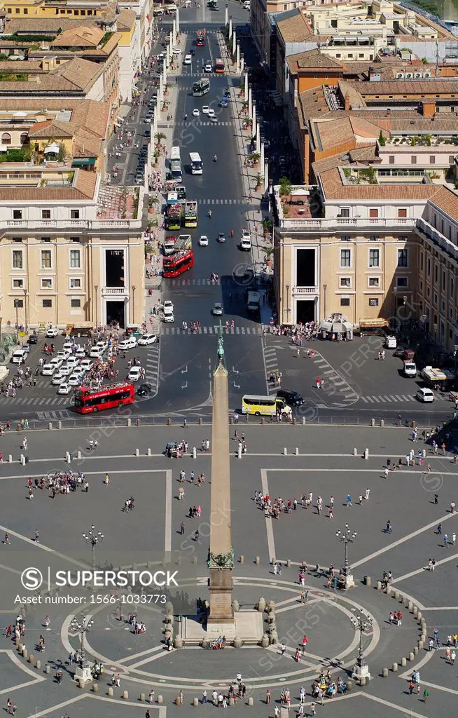 Aerial View of Piazza San Pietro and Via Della Conciliazione, Rome, Italy, Europe
