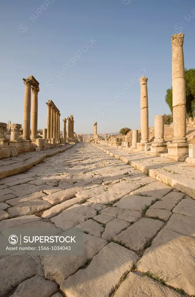 Cardo Maximus Greco Roman Colonnaded Street Ruins Jerash Jordan