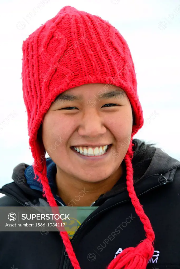 Portrait of a young inuit woman - 22 years old - Grise Fiord, Ellesmere island, Nunavut, Canada