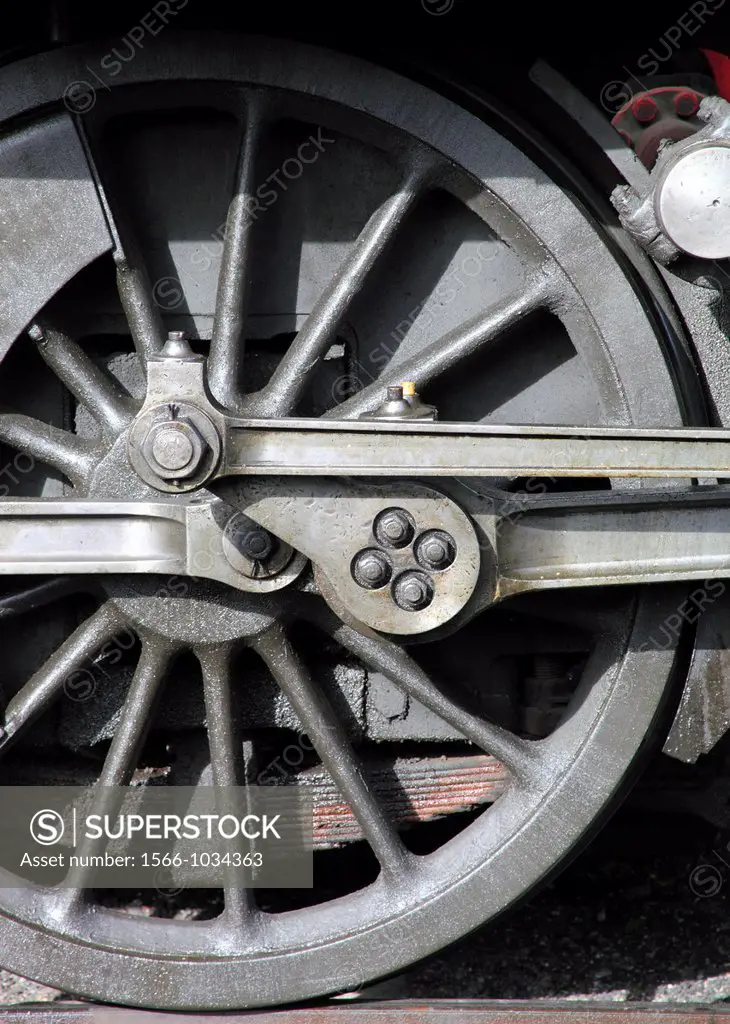 Drive wheel of a Steam Locomotive on the Severn Valley Railway, Worcestershire, England, Europe