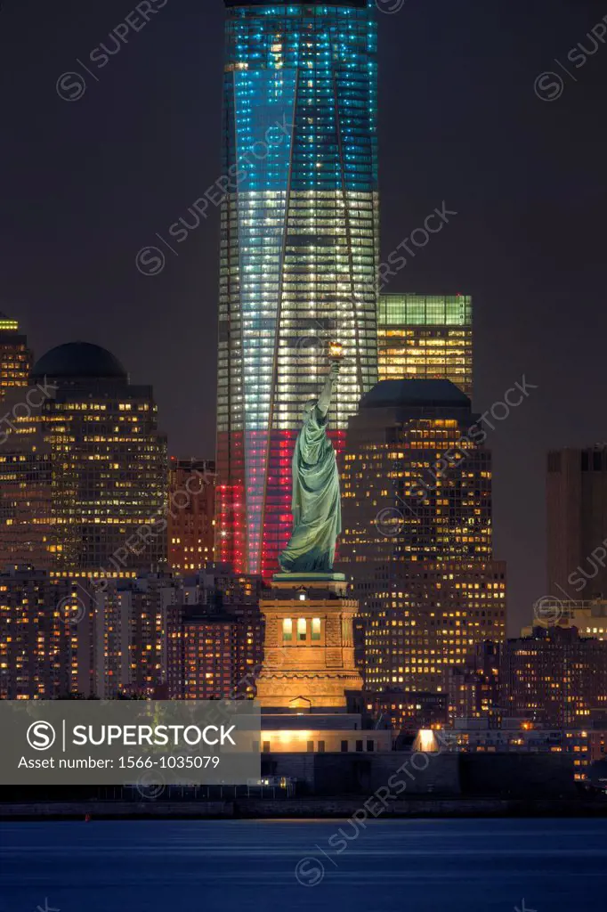 The Statue of Liberty and the Freedom Tower One World Trade Center in New York City represent two symbols of freedom on Tuesday, September 11, 2012 ne...