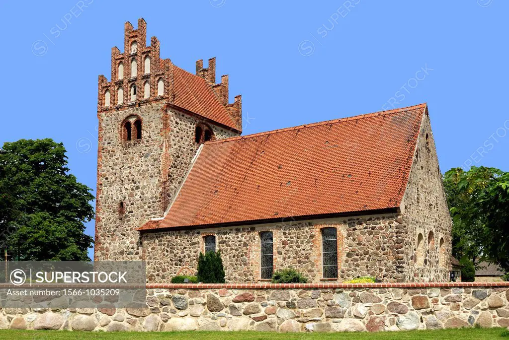 The Fieldstone church of Herzberg near Neuruppin in Brandenburg from the 12th century - Caution: For the editorial use only  Not for advertising or ot...