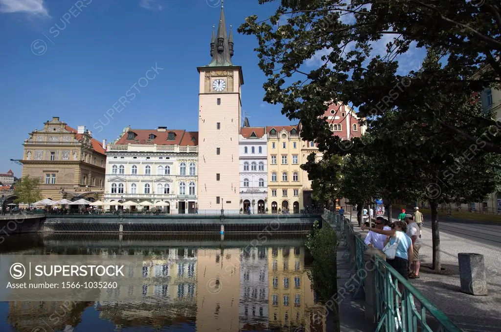 Water Tower And Smetana Museum Novetneho Lavka Vltava River Prague Czech Republic