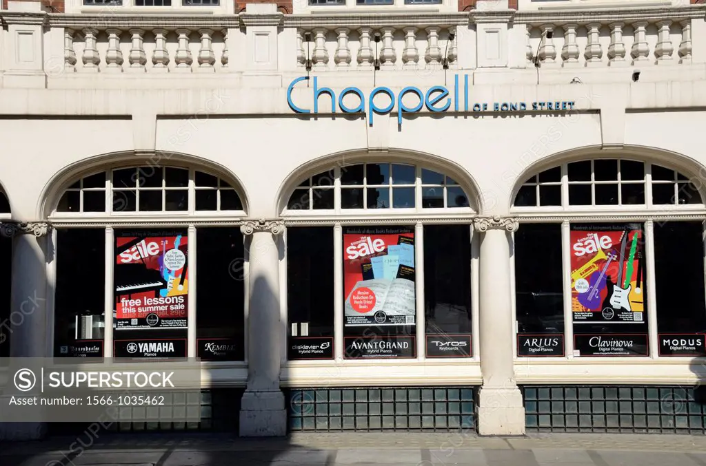 Chappell Music music shop in Wardour Street, London, UK