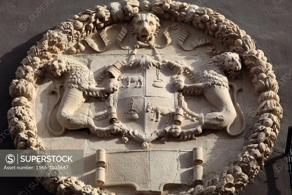 Spain, Navarre, Estella, coat of arms, relief,