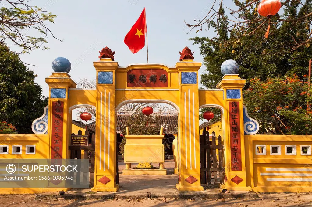 Colourful entrance to Cam Pho Temple, Hoi An, Quang Nam province, Vietnam
