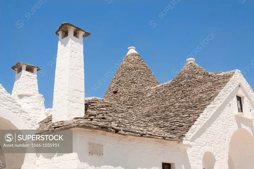 Roof of Trullo Sovrano, Piazza Sacramento, Alberobello, province of Bari, in the Puglia region, Italy