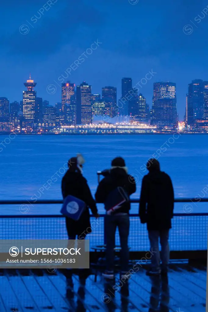 Canada, British Columbia, Vancouver, city view form North Vancouver, dusk