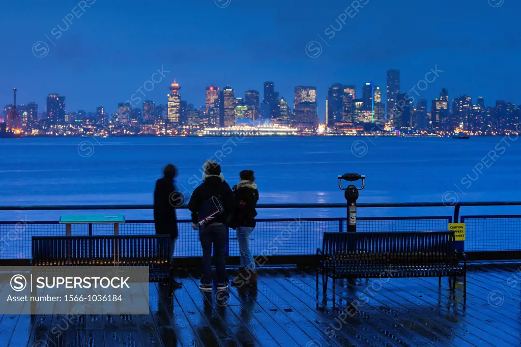 Canada, British Columbia, Vancouver, city view form North Vancouver, dusk